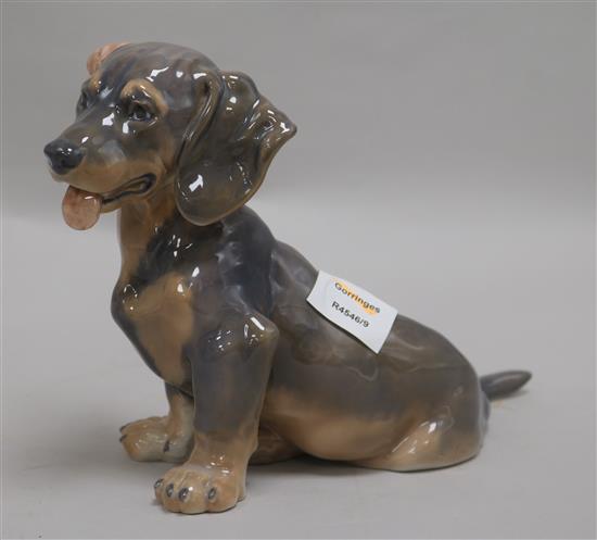 A Royal Copenhagen dachshund puppy, height 20cm